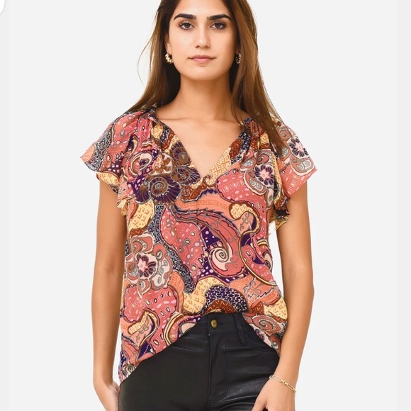 A.L.C. June Silk Short Sleeve Blouse - Picture 1 of 10